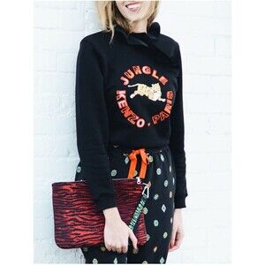 Kenzo X H&M Black Tiger Jungle Kenzo-Paris and Ruffled Silk Collar - M